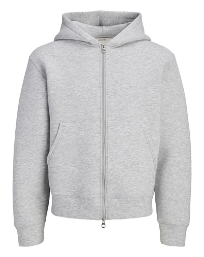 Jack & Jones - JCOLegacy Sweat Scuba Zip Hættetrøje - Light Grey Melange